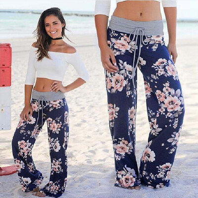 

Tailored Women Floral Prints Drawstring Wide Leg Pants Leggings BKL