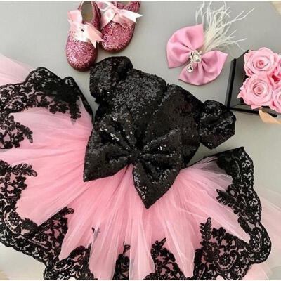 

Toddler Girl Pageant Dress One Piece Short Sleeve Sequin Lace Tutu Dresses Skirts Outfits Clothes