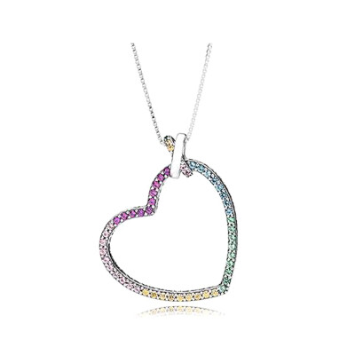 

Silver Color Love Heart Style Pendant Necklace Link Chain Necklaces Pendants Women Jewelry