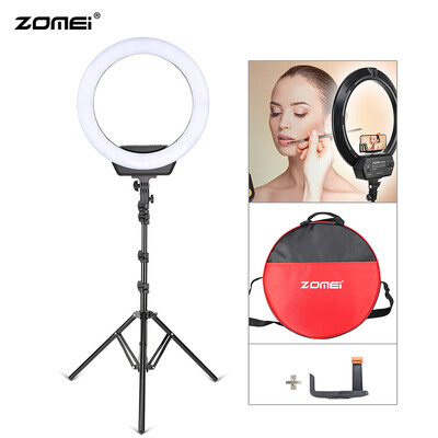 

ZOMEI 16 Inch LED Selfie Ring Light Camera Lamp 38W 320pcs Bulbs Stepless Dimmable Brightness 3200-5600K with Tripod Stand Cellpho