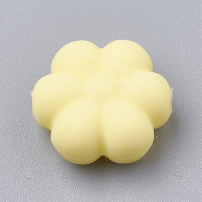 

Food Grade Environmental Silicone Beads Chewing Beads For Teethers DIY Nursing Necklaces Making Flowerr ChampagneYellow 14x13