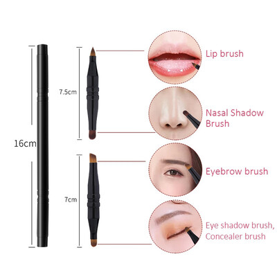 

Makeup Brush Four-head Retractable Adjustable Eyebrow Eyeshadow Lips Concealer Brush Portable Makeup Brush With Lid