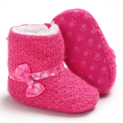 

Fashion Winter Baby Cute Bow Boots Soft Plush Ball Booties for Infant girls Anti Slip Snow Boot keep Warm Cute Crib shoes 0-18M