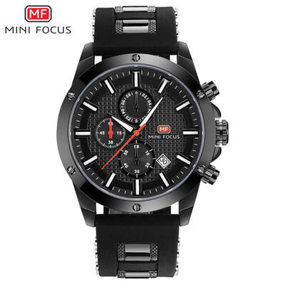

MINI FOCUS Sports Men Watches Fashion Military Waterproof Chronograph Silicone Quartz Wristwatch MF0089G