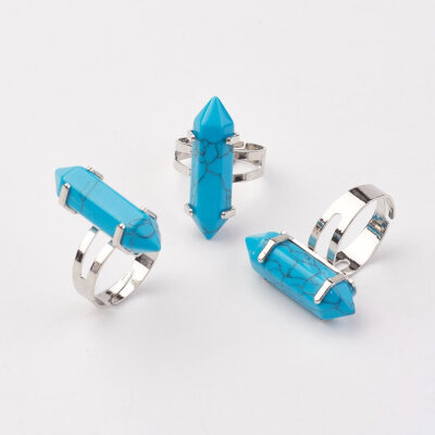 

Synthetic Turquoise Finger Rings with Iron Ring Finding Platinum Bullet Size 8 18mm