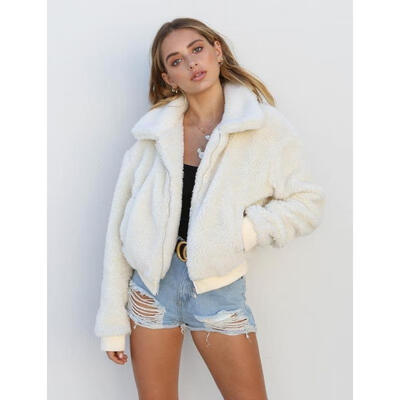 

Womens Thick Warm Teddy Bear Pocket Fleece Jacket Coat Zip Up Outwear Overcoat