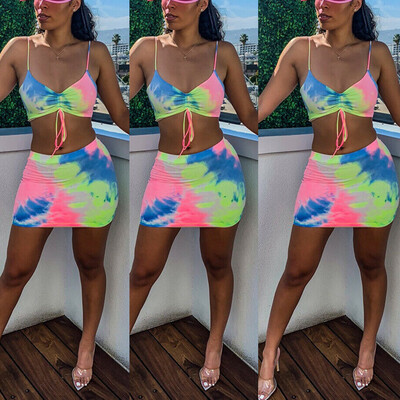 

Womens Sexy Maxi Skirt Crop Top 2 Piece Set Lace Up Dress Ladies Bodycon Co ord Knit