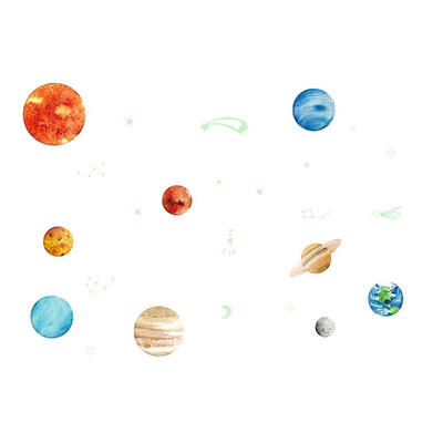 

Watercolor Nine Planets PVC Night Luminous Wall Stickers Bedroom Decals