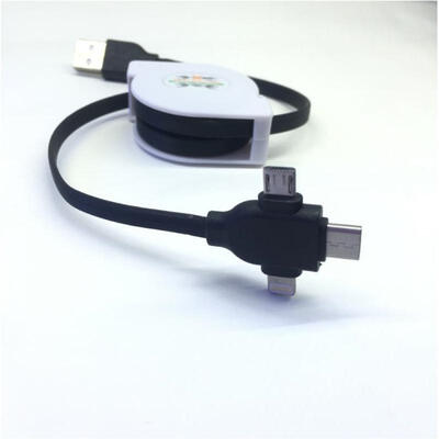 

3-in-1 Charge Cable Retractable Type C Micro USB Lightning Charging Cord -1m