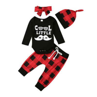 

UK Baby Boy 1st Birthday Outfits Cotton T-shirtPlaids Pants Trousers 2PCS Set