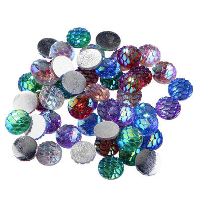 

50pcsLot 10mm Resin Fish Scale Rhinestones Charms Fittings for DIY Jewelry