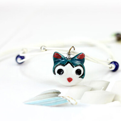 

New Arrival Hand Painted Japanese Cheese Cat Design Ceramic Bracelet Jewelry Cute Cartoon Animal Bracelet