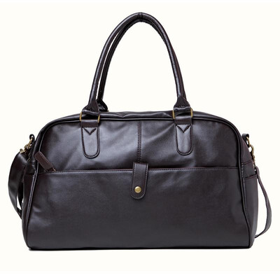 

Korean Fashion Mens Gym Duffle Satchel Travel Shoulder Bag Handbag PU Leather Coffee
