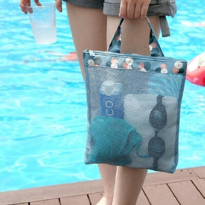 

Summer Portable Travel Storage Bag Mesh Handbag Beach Swim Shower Bags
