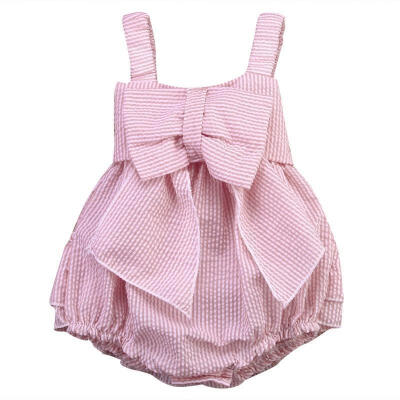 

Large Bow Newborn Kids Baby Girls Ruffles Bodysuit Romper Outfits Summer Sunsuit