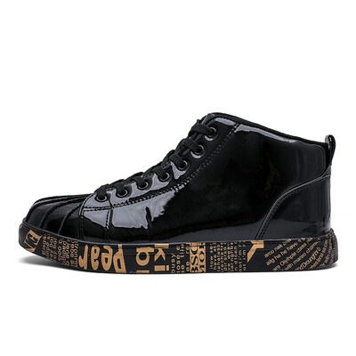 

2019 Fashion Mens Vulcanized Shoes High Top Lace-up Autumn Winter Casual Shoes For Men Adult Boys Flat Sneakers Tenis Feminino