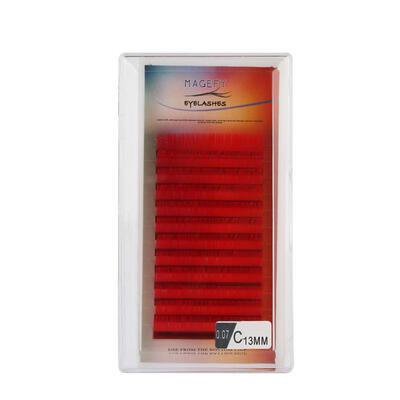 

Red Soft Natural False Eyelashes Handmade Grafted Extension Fake Lashes