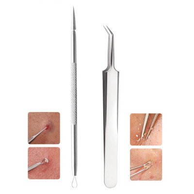 

〖Follure〗Professional Tweezers Extractor Stainless Steel Curved Tweezers Acne needle