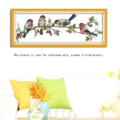 

Anself DIY Handmade Needlework Cross Stitch Set Embroidery Kit Precise Printed Bullfinches Pattern Cross-Stitching 68 26cm Home