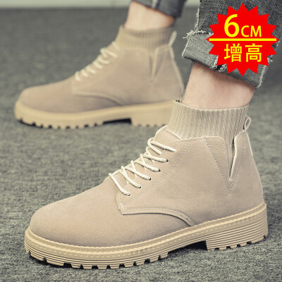 

Mens shoes fall Korean version of the trend high help Martin English style tooling desert boots khaki socks boots