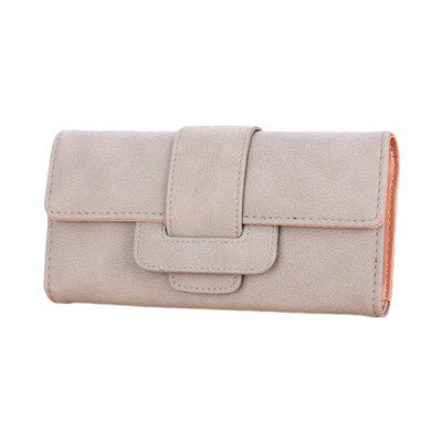 

Vintage Women Solid Color Faux Leather Cash Card Holder Long Clutch Purse Wallet