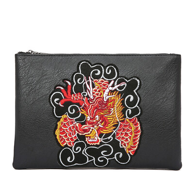 

Chinese style embroidered dragon pattern hand bag fashion men&women small bag Korean version hand grab bag mens letter envelo