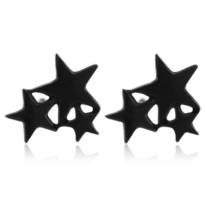 

Simple Three Linked Star Stud Earrings Women Minimalist Fashion Jewelry Gifts