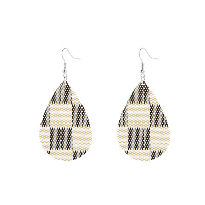 

Fashion Women Water Drop Grid Charm Hook Earrings Party Banquet Jewelry Gift