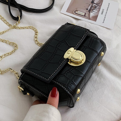 

Small bag ladies 2019 new fashion ladies shoulder bag Korean version of stone girl chain messenger bag