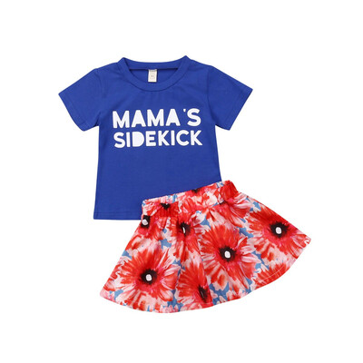 

Toddler Kids Baby Girls Floral Casual Summer T-Shirt Tops Skirt Clothes Skirt