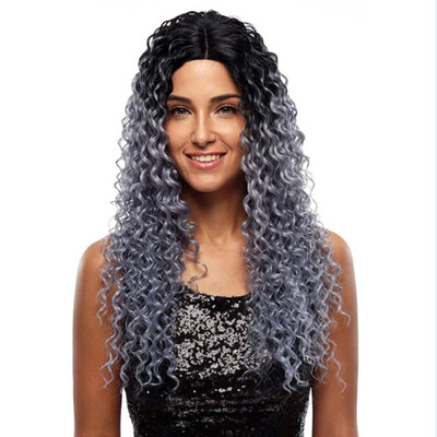 

Noble Wigs For Black Women Deep Wave Lace Front Wigs Synthetic Hair 26 Inch Ombre Color Heat Resistant Cosplay Wig Free Shipping