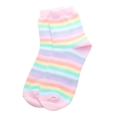 

Fashion Rainbow Stripe Girls Socks Punk Women Socks Pink red