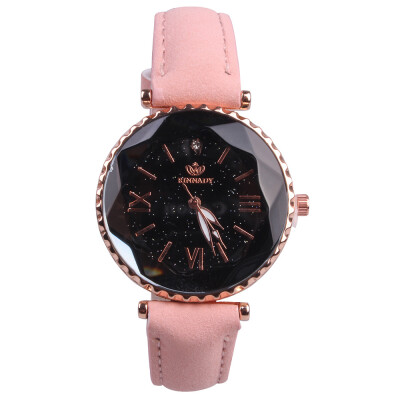 

Simple ladies quartz watch belt starry dial