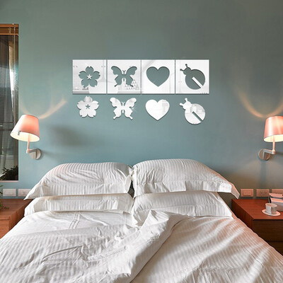 

〖Follure〗8Pcs 3D Mirror Square Acrylic Vinyl Removable Wall Sticker Home Decor Art DIY GD