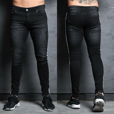 

Mens Fashion Slim Fit Ripped Skinny Stretch Biker Zip Jeans Pencil Pants Trousers