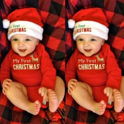 

Baby Boy Girl Christmas Romper Cotton Bodysuit Jumpsuit Clothes Outfit 0-18M