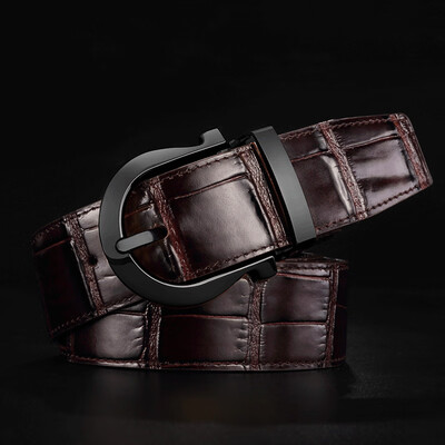 

Factory Mens Belt Leather Pin Buckle Belt Youth Business Crocodile Pattern Leather Mens Pants Belt Spot