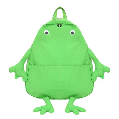 

Cartoon Frog Canvas Zipper Backpacks Women Teen Girls Shoulder School Bags