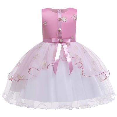 

Girls Bowknot Decor Dress Sleeveless Children Mesh Princess Tutu Dresses