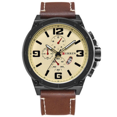 

CURREN 8230 Business Quartz Wristwatch Calendar Display Watch With Leather Strap For Men