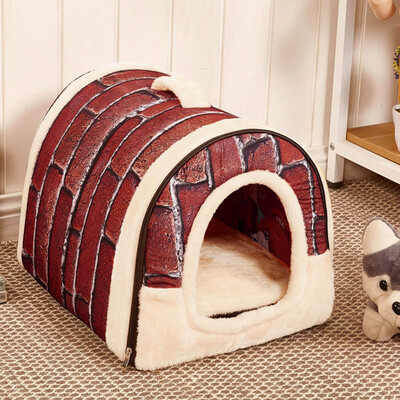 

Gobestart Pet Dog Cat Bed House Warm Soft Mat Bedding Igloo Basket Kennel Washable Snug