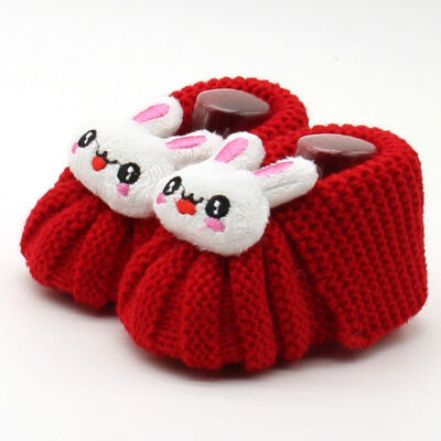 

Infant Toddler Girls Winter Warm Booties Girl Cute Rabbit Snow Crochet Knit Fleece Shoes Baby Walker Crib Boots