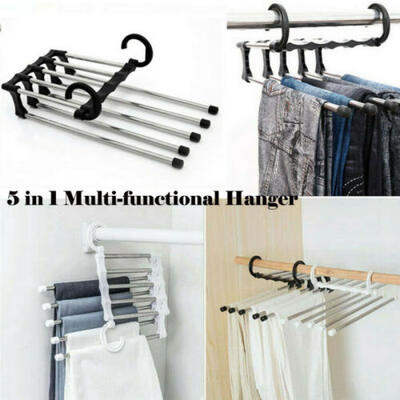 

5 In 1 Pants Rack Shelves Stainless Steel Multi-functional Wardrobe Magic Hanger