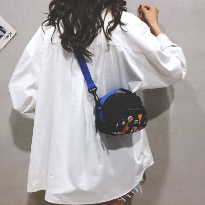 

Personality small bag female 2019 new Korean version of the cartoon graffiti mini bag ins super fire canvas shoulder Messenger bag