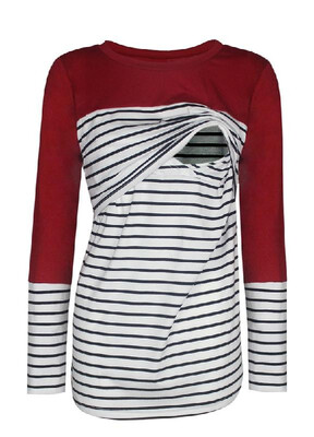 

Convenient Maternity Striped Lactation T-shirt