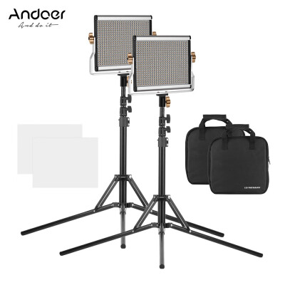 

Andoer Portable LED Video Light Panel Kit Fill-in Lamp CRI95 Adjustable Brightness 3200-5600K Color Temperature with Light Stand