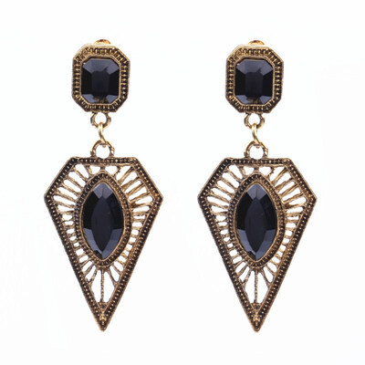 

EK2151 European Exaggerated Vintage Water Drop Gem Drop Earrings For Women Jewelry Rhinestone Baroque Triangle Brincos Boho Gift
