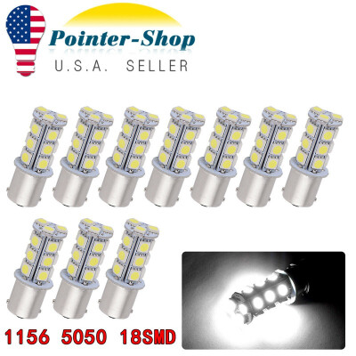 

10x White 1156 BA15S 5050 12V Car Tail Parking RV LED Light Bulbs 1141 1003