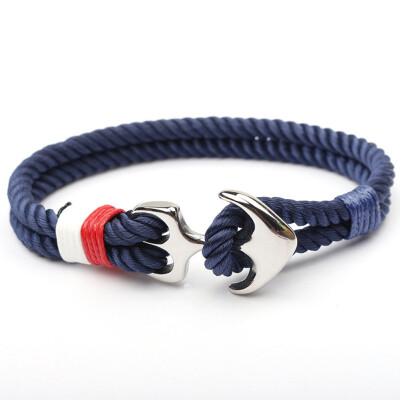 

High Quality Bracelets Men Charm Metal Nautical Survival Rope Chain Bracelet Male Wrap Bracelet