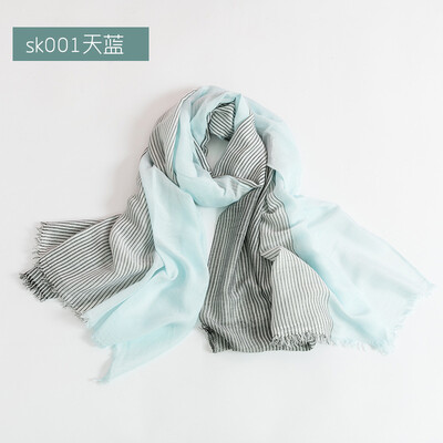 

New spring&autumn literary striped cotton&linen scarf female Mori wind sunscreen linen scarves shawl wholesale SK001